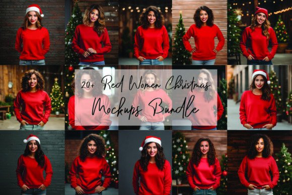 Christmas Red Women's Mockups: Hoodies Sweatshirts Graphics